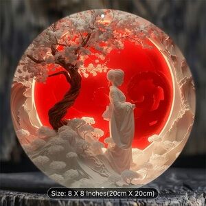 Japanese Cherry Blossom Tree & Woman Metal Wall Art Decor